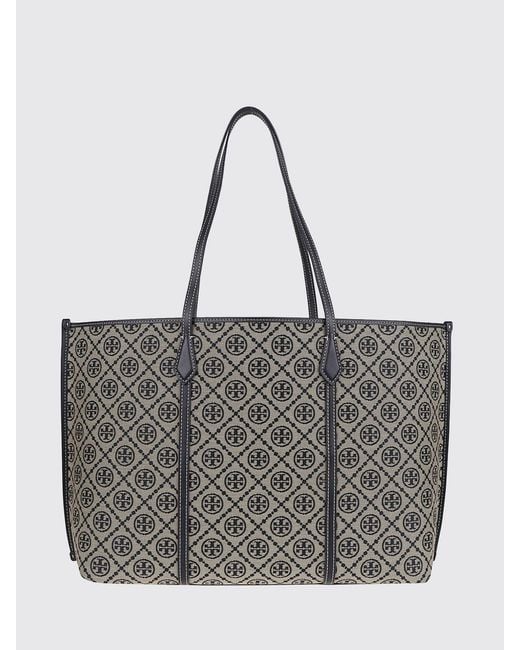 Tory Burch Gray Jacquard Canvas Shopping Bag By