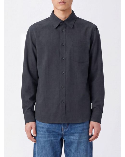 A.P.C. Blue Wool Blend Shirt Jacket With Patch Pockets for men