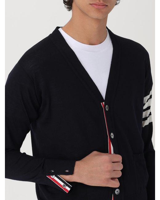 Thom Browne Blue Ribbed Wool Crewneck Sweater for men