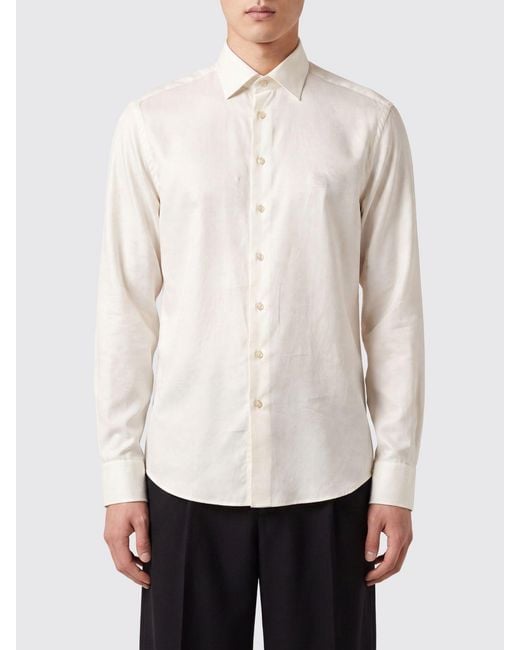 Etro White Cotton Shirt With Paisley Print for men