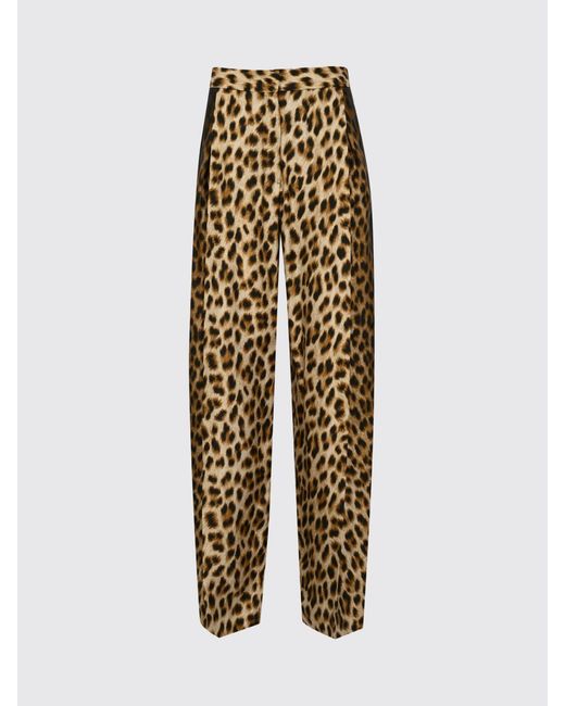 Sportmax Natural Silk Palazzo Trousers With Animal Print