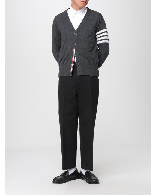 Cardigan Di Lana A Righe di Thom Browne in Gray da Uomo