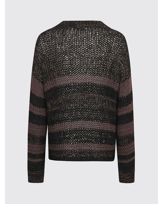 Roberto Collina Black Striped Cotton V-Neck Sweater