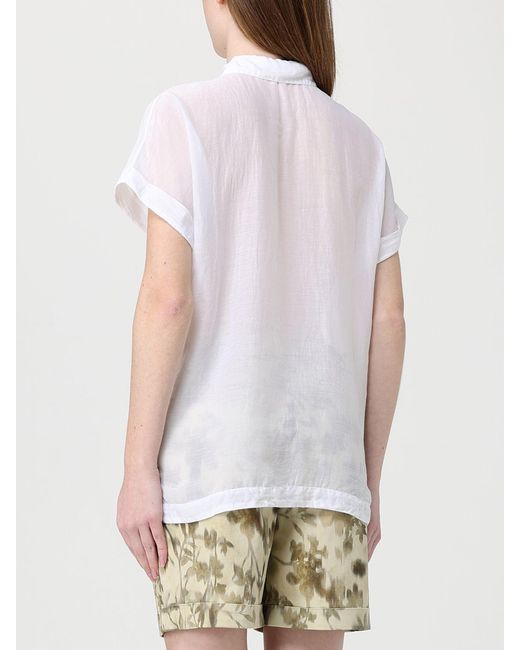 Mason's White Cotton And Silk Shirt