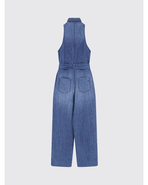 Pinko Blue Cotton And Linen Jumpsuit