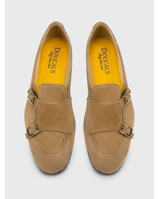 Doucal's Natural Suede Monk Strap Shoes
