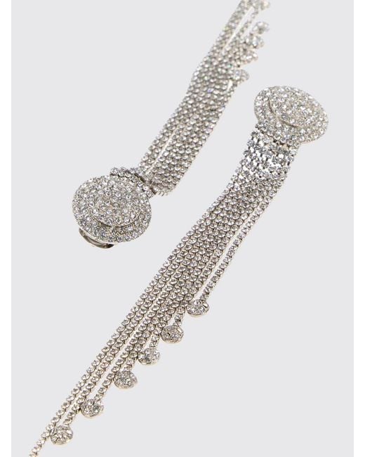 Alessandra Rich White Brass Earrings With Set Rhinestones