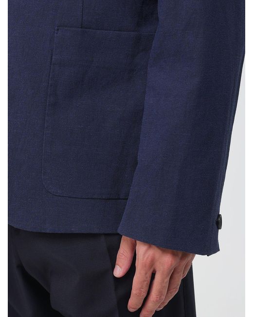 Paul Smith Blue Single-Breasted Linen And Cotton Blend Blazer With Patch Pockets for men
