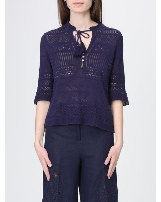 Zadig & Voltaire Blue Zadig &Amp Voltaire Mem Pointelle Cotton Top