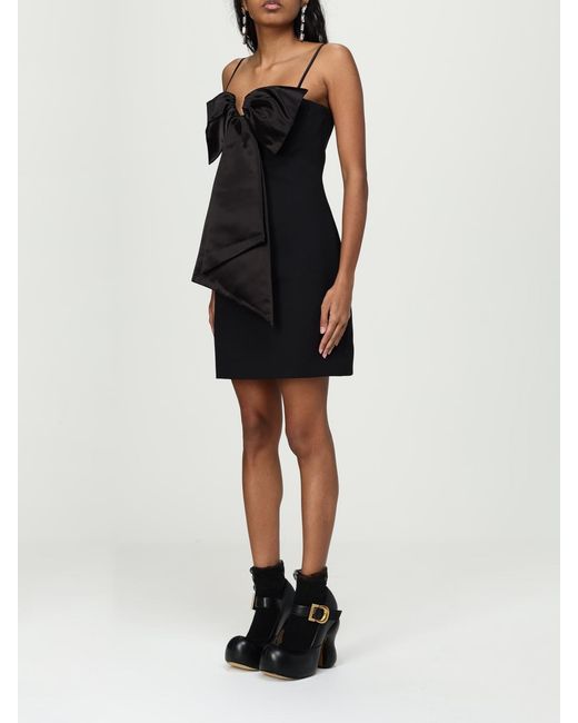 Marc Jacobs Black Bow Mini Dress Elegant Satin Detail