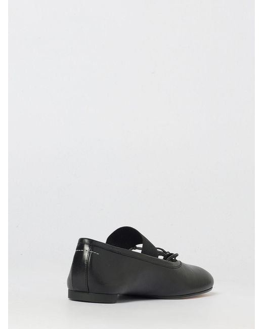 MM6 by Maison Margiela White Anatomic Tabi Leather Ballet Flats