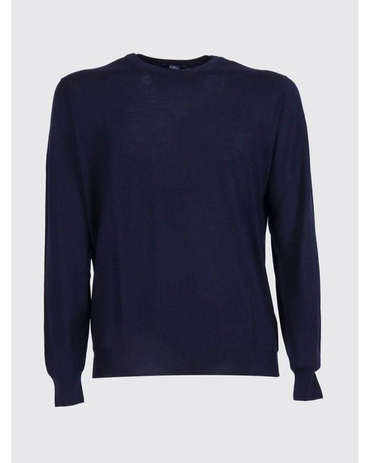 Fedeli Blue Virgin Wool Knit for men
