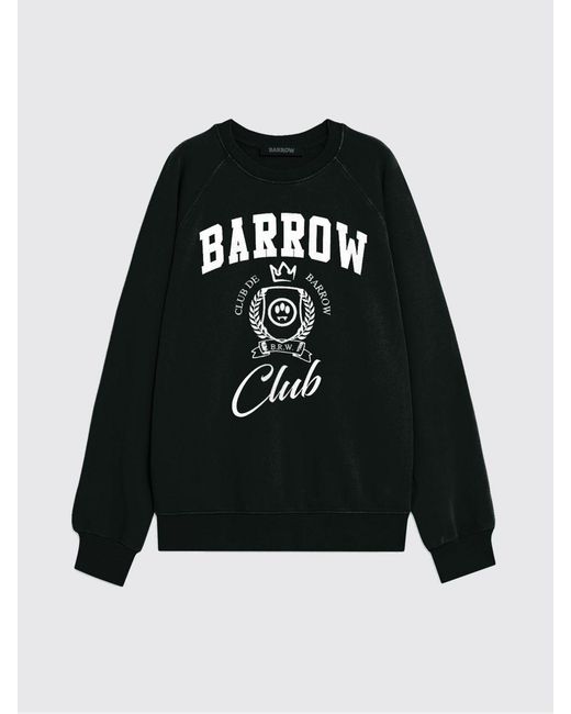 Barrow Black Cotton Crewneck Sweatshirt With Logo for men