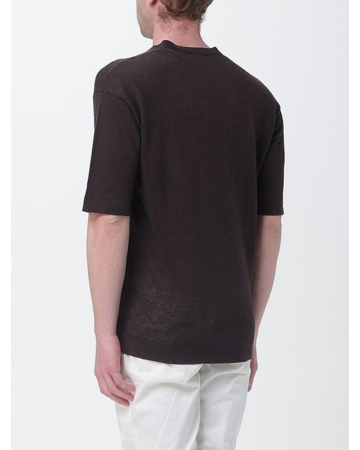 Kangra Black Linen Crew Neck Knitwear for men
