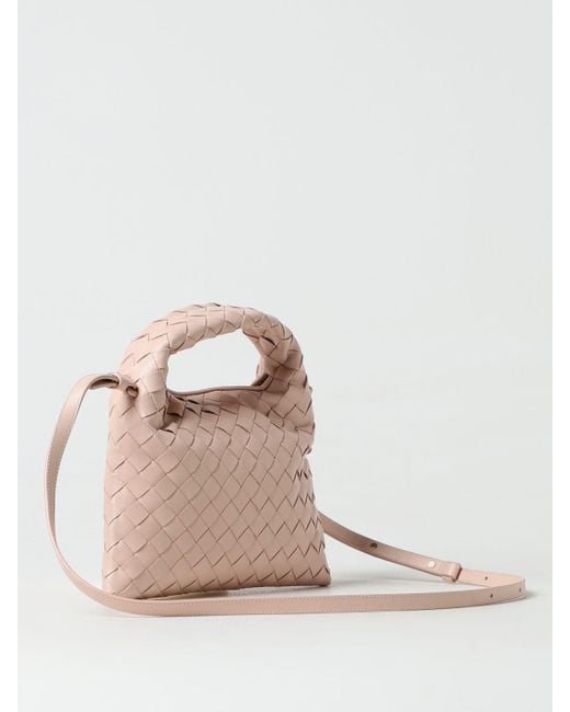 Bottega Veneta Pink Hop Bag In Woven Leather