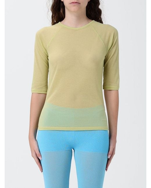 Paloma Wool Green Sheer Organic Cotton Slim Fit Short-Sleeved Top