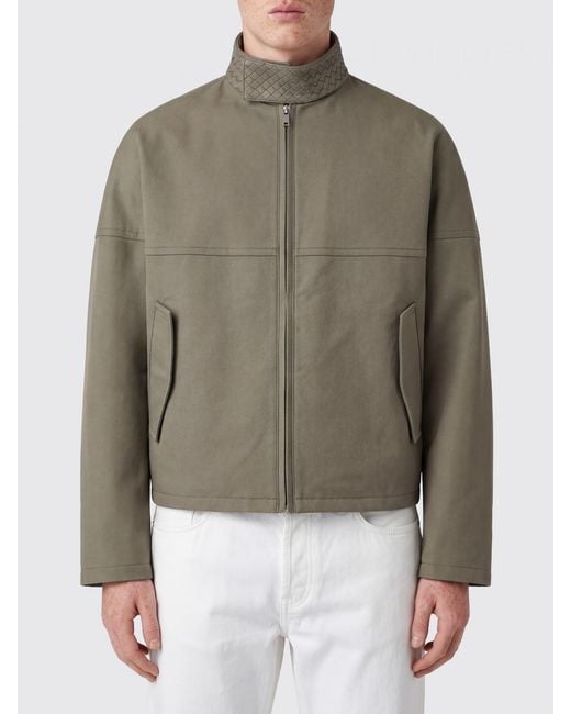 Bottega Veneta Green Cotton And Woven Leather Jacket for men