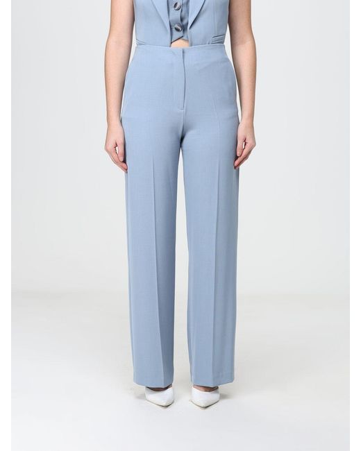 Hanita Blue High-Waisted Wide-Leg Crêpe Palazzo Trousers