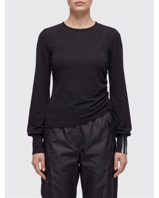 Y-3 Blue Slim Fit Wool Long-Sleeved T-Shirt With 3-Stripes Logo