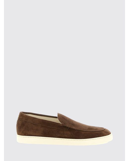 Brunello Cucinelli Brown Striped Embossed Suede Loafers for men
