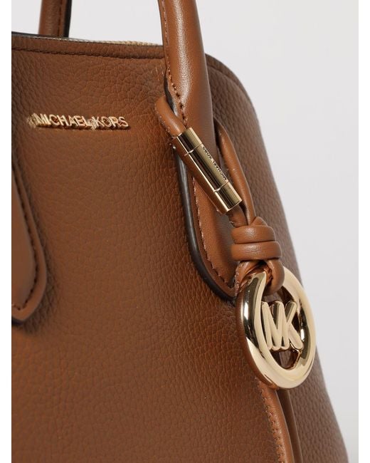 Michael Kors Brown Freddie Mini Leather Handbag With Mk Monogram And Logo Charm
