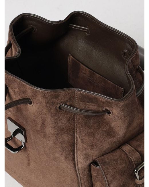 Brunello Cucinelli Brown Small Suede Backpack With Drawstring Closure And Monili