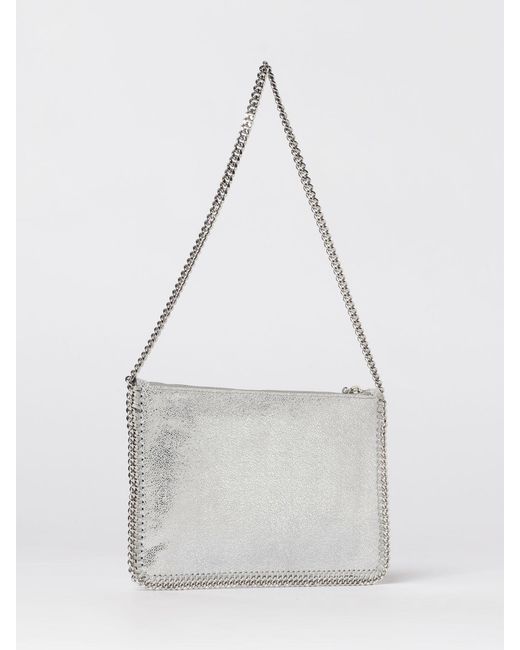 Stella McCartney White Falabella Laminated Cracked Synthetic Suede Pouch