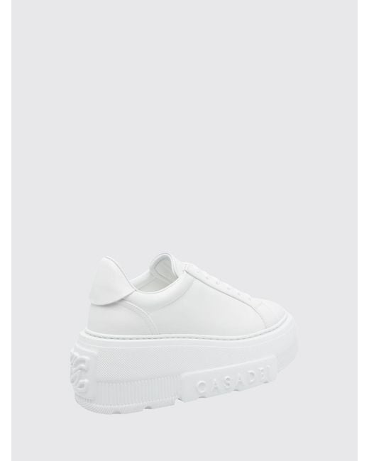 Casadei White Nexus Smooth Leather Platform Wedge Sneakers