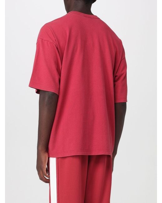 Champion Red Relaxed Fit Cotton T-Shirt With Front Logo And Slogan Print for men