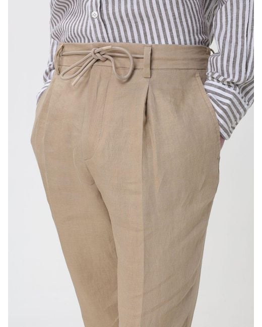 Manuel Ritz Natural Linen Slim Fit Trousers With Drawstring for men
