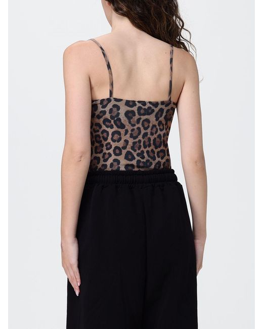 Body De En Tul Con Estampado Animal Y Tirantes Finos DISCLAIMER de color Black
