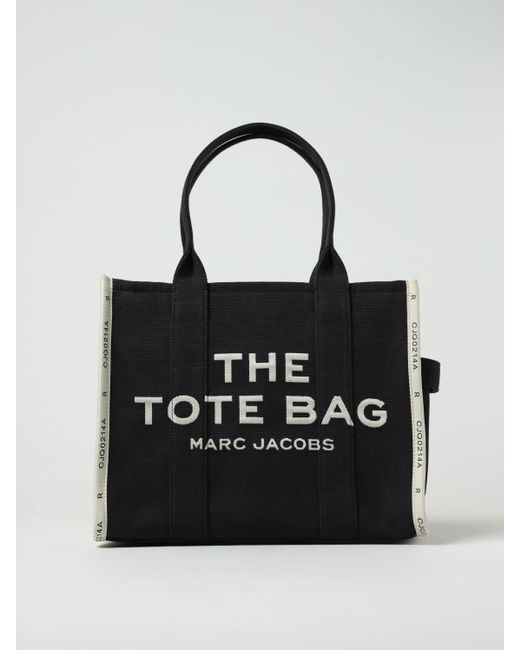 Marc Jacobs Black Ithe Large Tote Bag N Canvas With Jacquard Logo