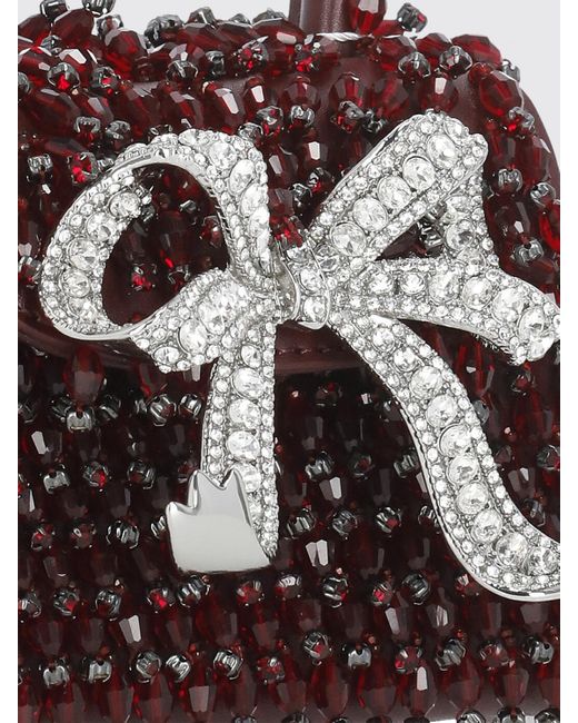 Borsa Con Cristalli Bow di Self-Portrait in Red