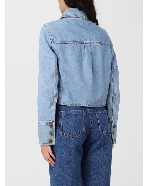 Balmain Blue Crop Denim Jacket
