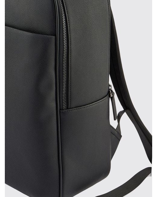 ARMANI EXCHANGE Black Grained Faux Leather Backpack for men