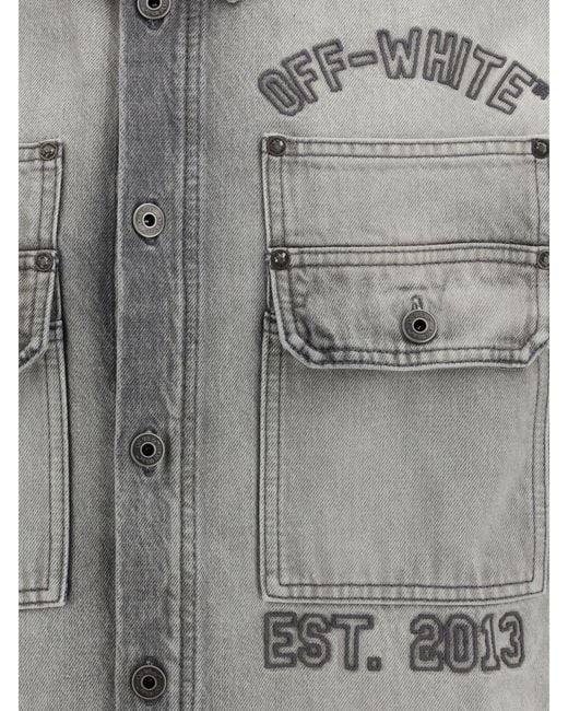 Off-White c/o Virgil Abloh Gray Casual Cotton Denim Shirt for men