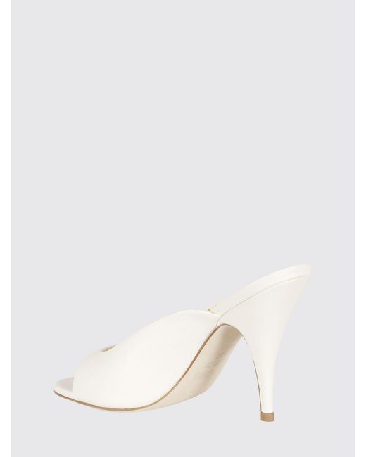 3Juin White Leather Mules