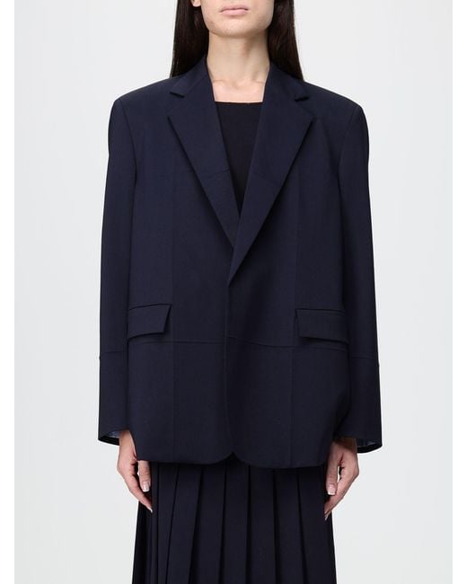 N°21 Blue Relaxed Fit Single-Breasted Wool Blend Blazer With Padded Shoulders