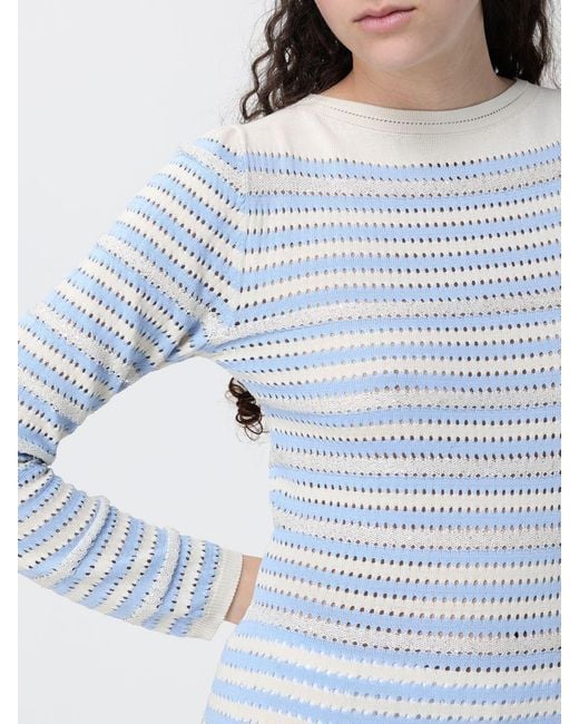 Fabiana Filippi Blue Striped Cotton Knit Top