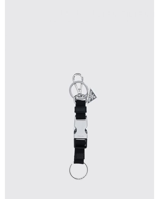 Prada White Key Ring With Metal Loop for men