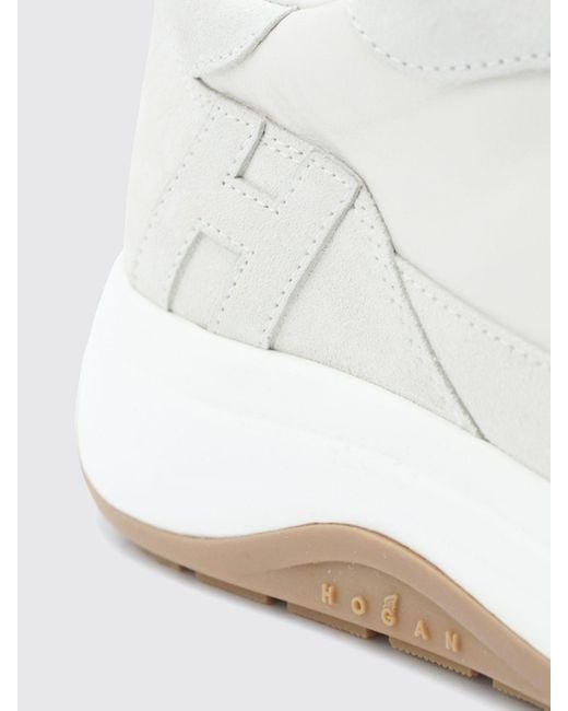 Hogan White Hi-Light Smooth Leather And Suede Sneakers With H Logo for men