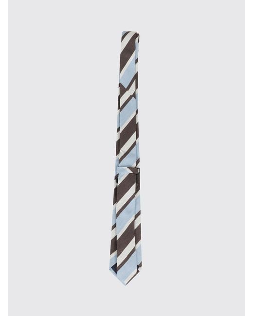 Tagliatore White Striped Silk Tie for men