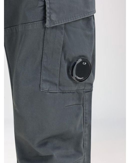 C P Company Blue Stretch Cotton Cargo Trousers for men