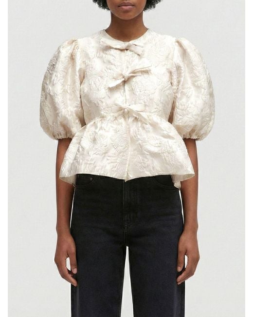 Ganni Natural Satin Top