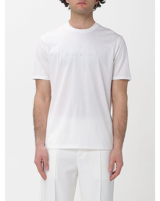 Emporio Armani White Basic Cotton T-Shirt With Eagle for men