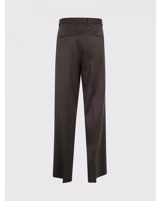 Lardini Gray Pure Virgin Wool Wide-Leg Trousers With Darts And Mid-Rise Waist for men