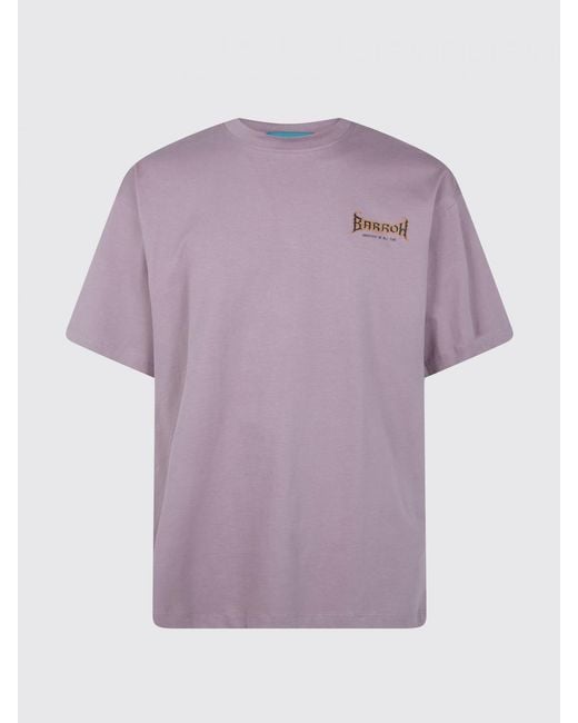 Barrow Purple Cotton T-Shirt With Skull Print for men