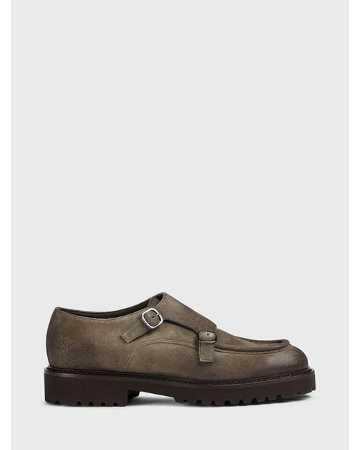 Doucal's Multicolor Suede And Split Leather Monk Strap Shoes for men