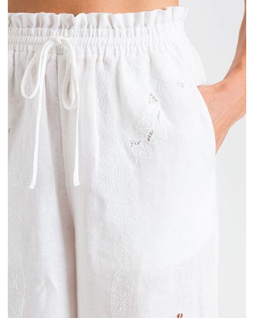 Twinset White Linen Cargo Trousers