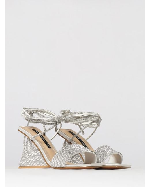 Twentyfourhaitch White Lezira Glitter Polyurethane Sandals